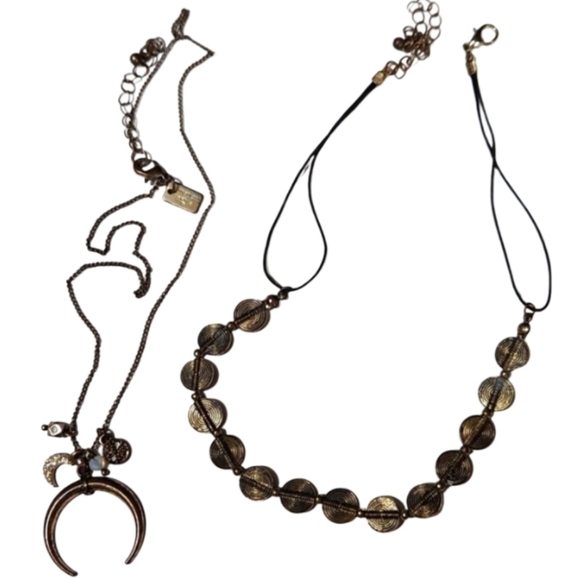 Vintage American eagle moon charm necklace & chocker - Picture 1 of 4